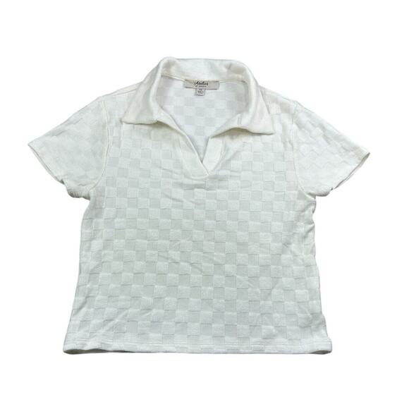 Atelier By Kirious Cream Sweater Top Sz XS Textured Checker Design Blouse - Picture 6 of 7